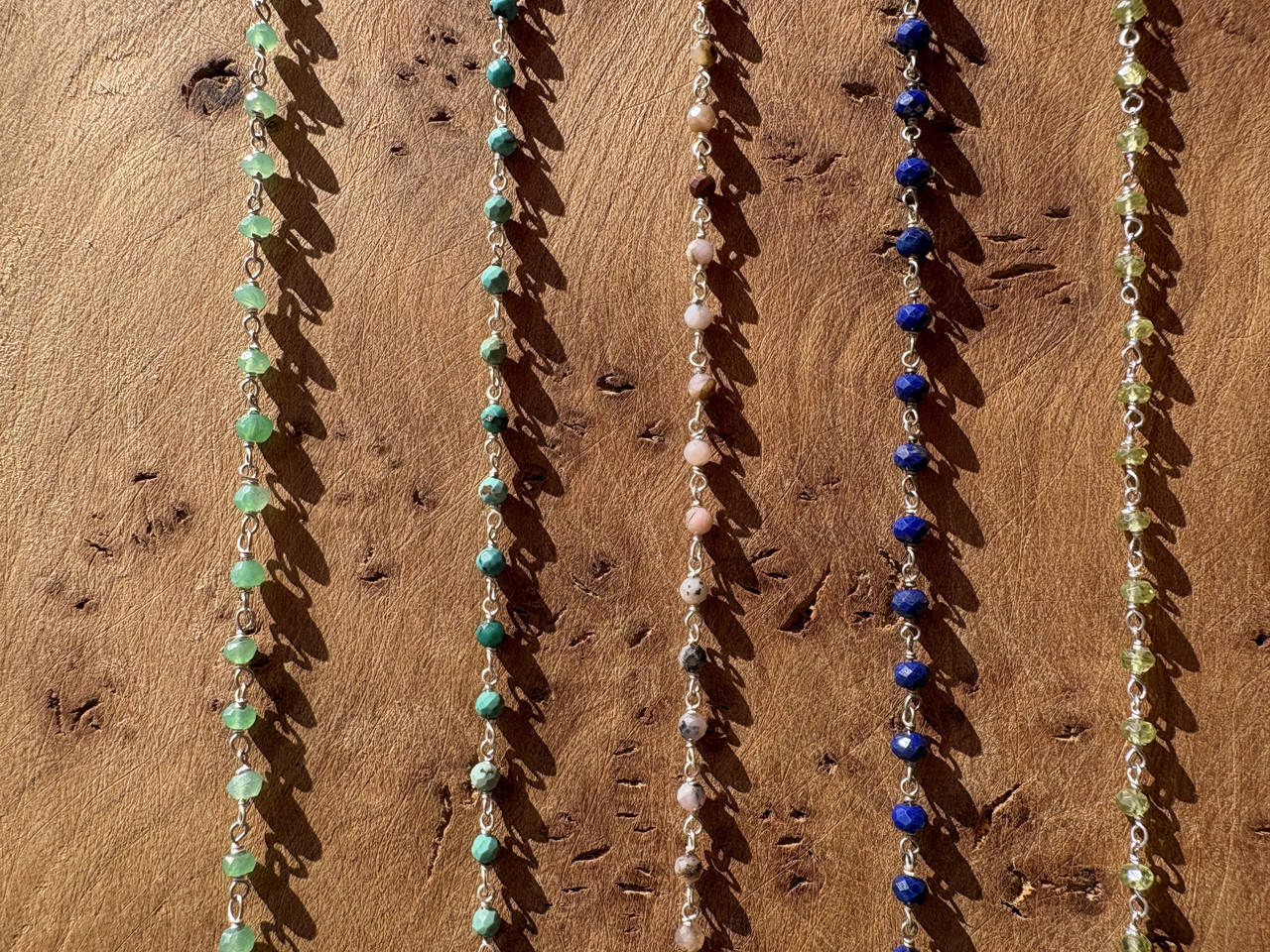 Silberknüpfkette mit Edelsteinen 2