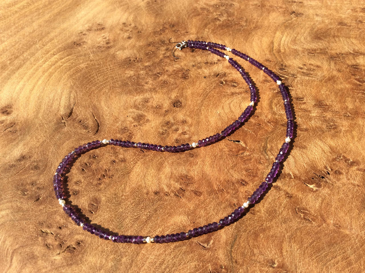 Amethystkette mit Süßwasserzuchtperlen