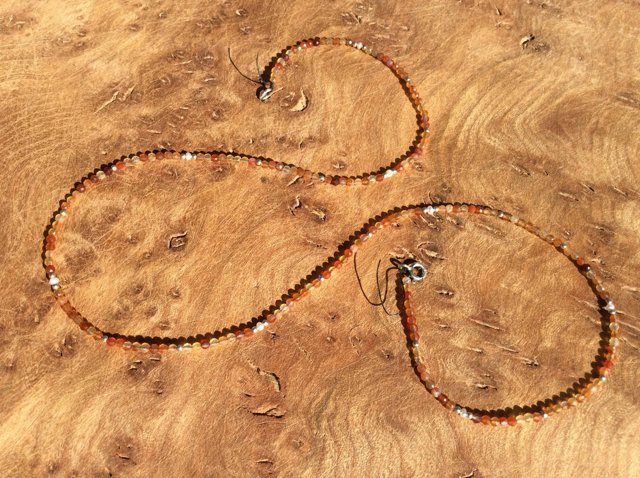 Karneolkette mit Süßwasserzuchtperlen